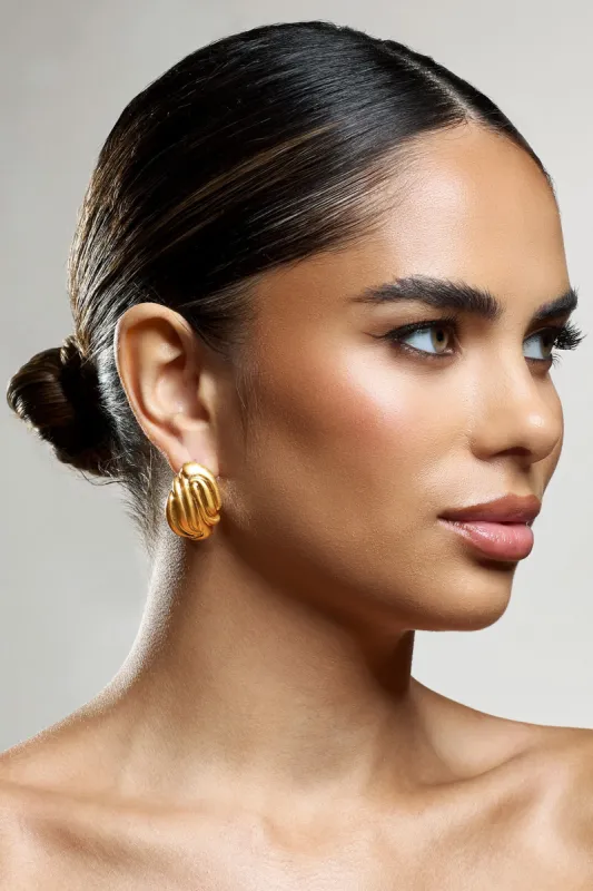 Safa | Gold Abstract Earrings sold by Club L London