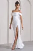 Kimberly | White Bardot  Satin Maxi Dress sold by Club L London