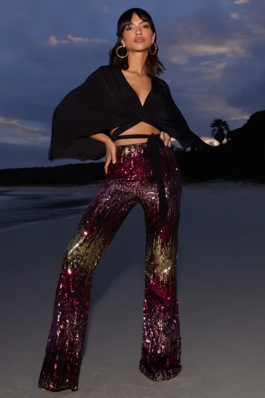 Scorpio | Black Wrap Crop Top With Cape sold by Club L London