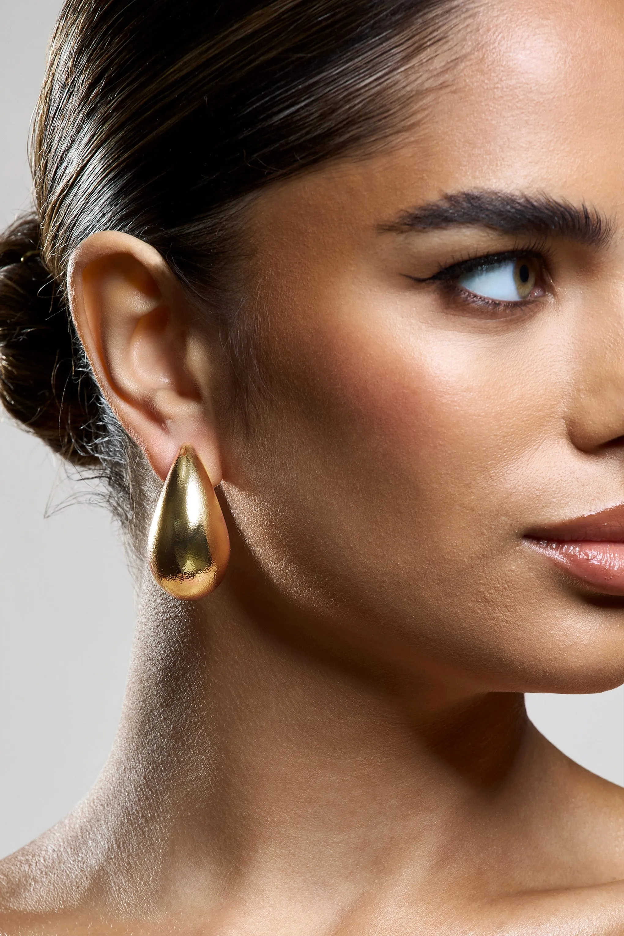 Normani | Rose Gold Textured TearDrop Earrings sold by Club L London product image thumbnail 4