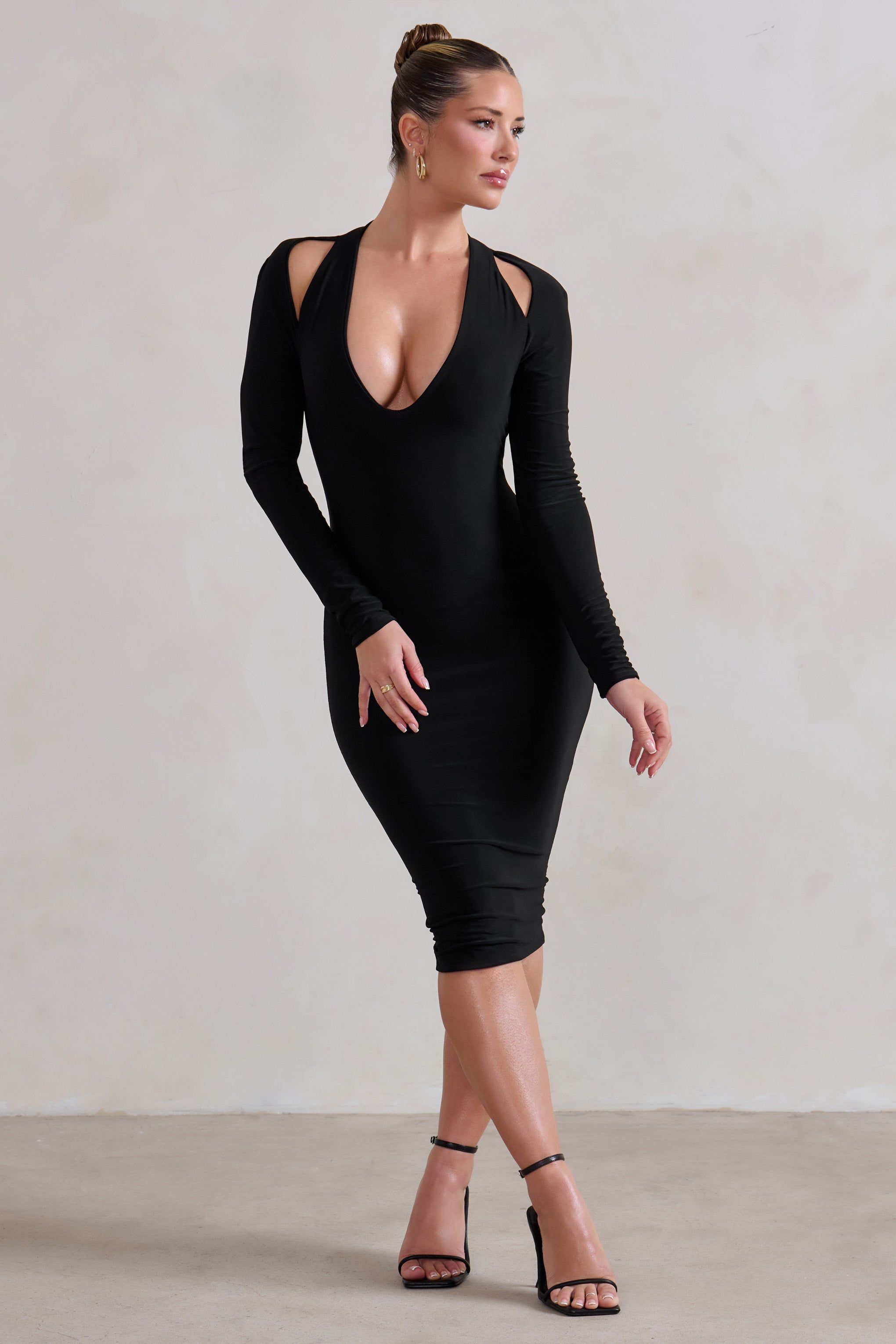 Get Serious | Black Cut Out Detail Backless Midi Dress sold by Club L London product image thumbnail 6