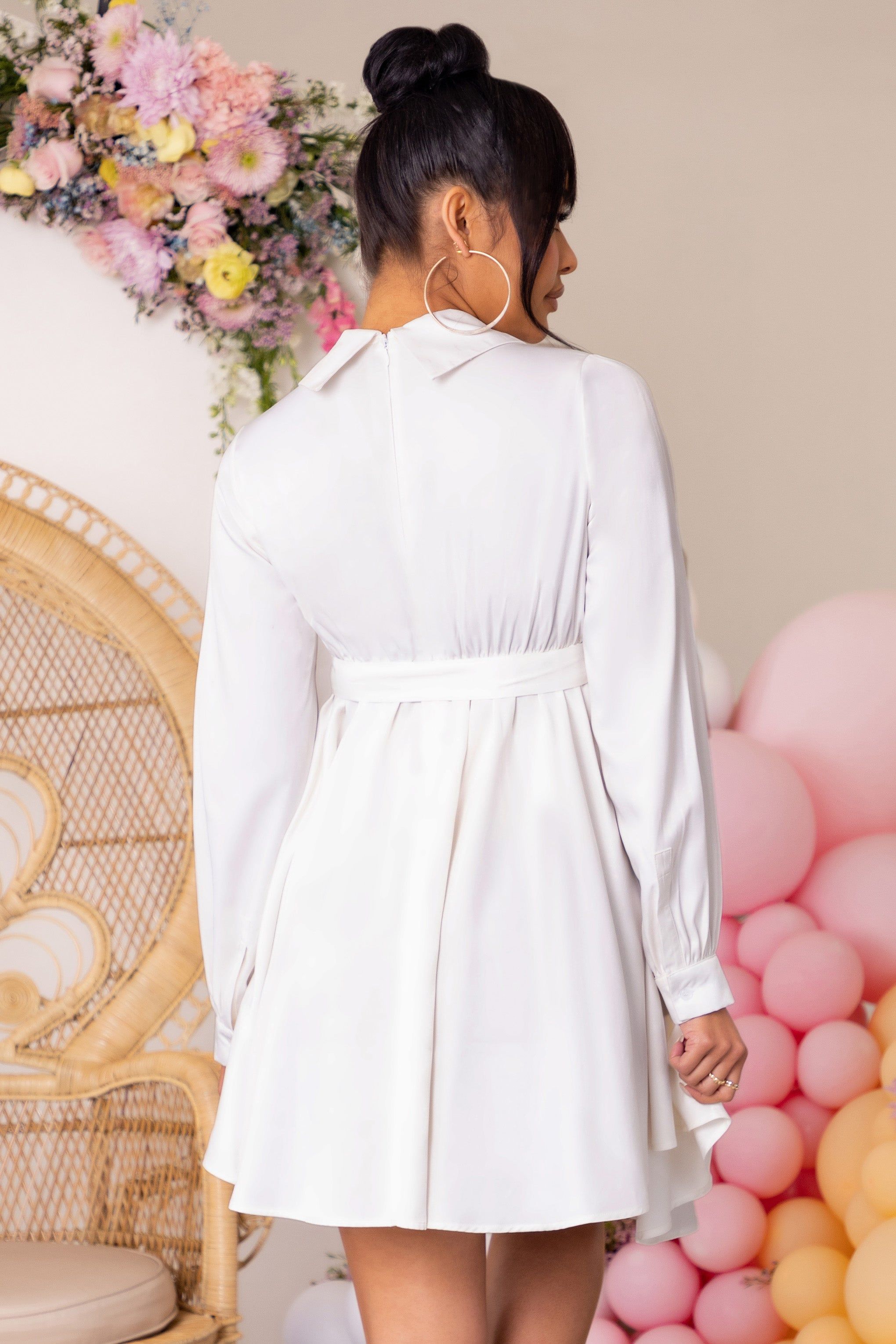 Sweet Lullaby | White Maternity Belted Wrap Mini Dress sold by Club L London product image thumbnail 2