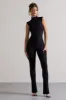 Issy | Black High-Neck Slim-Leg Jumpsuit sold by Club L London