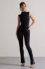 Issy | Black High-Neck Slim-Leg Jumpsuit sold by Club L London