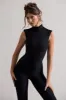 Issy | Black High-Neck Slim-Leg Jumpsuit sold by Club L London