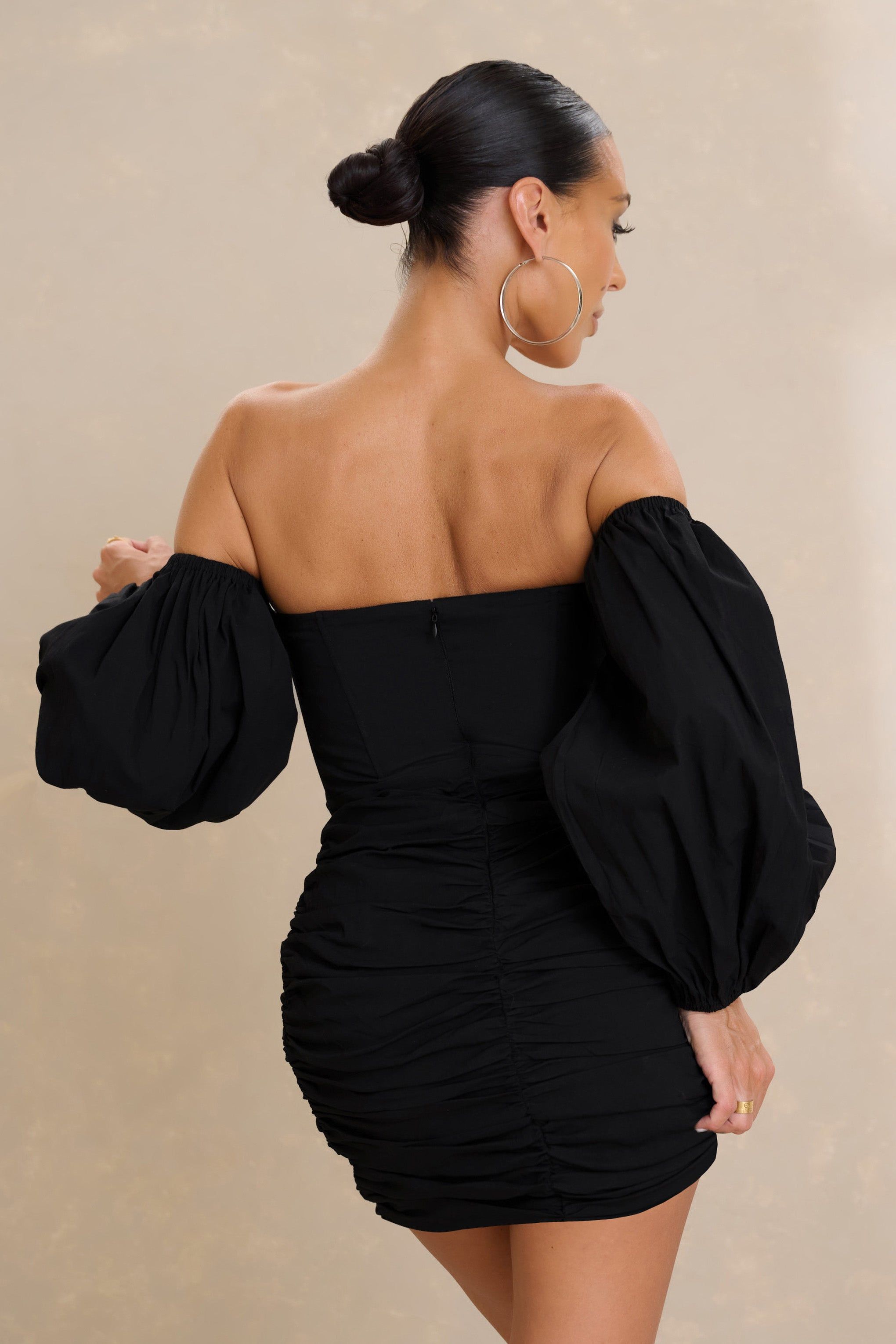 Next Level | Black Bardot Corset Mini Dress sold by Club L London product image thumbnail 2