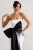 Sincerely | White Bandeau Split Maxi Dress With Oversized Black Bow sold by Club L London
