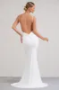 Endless Love | White Backless Knot Detail Fishtail Maxi Dress sold by Club L London