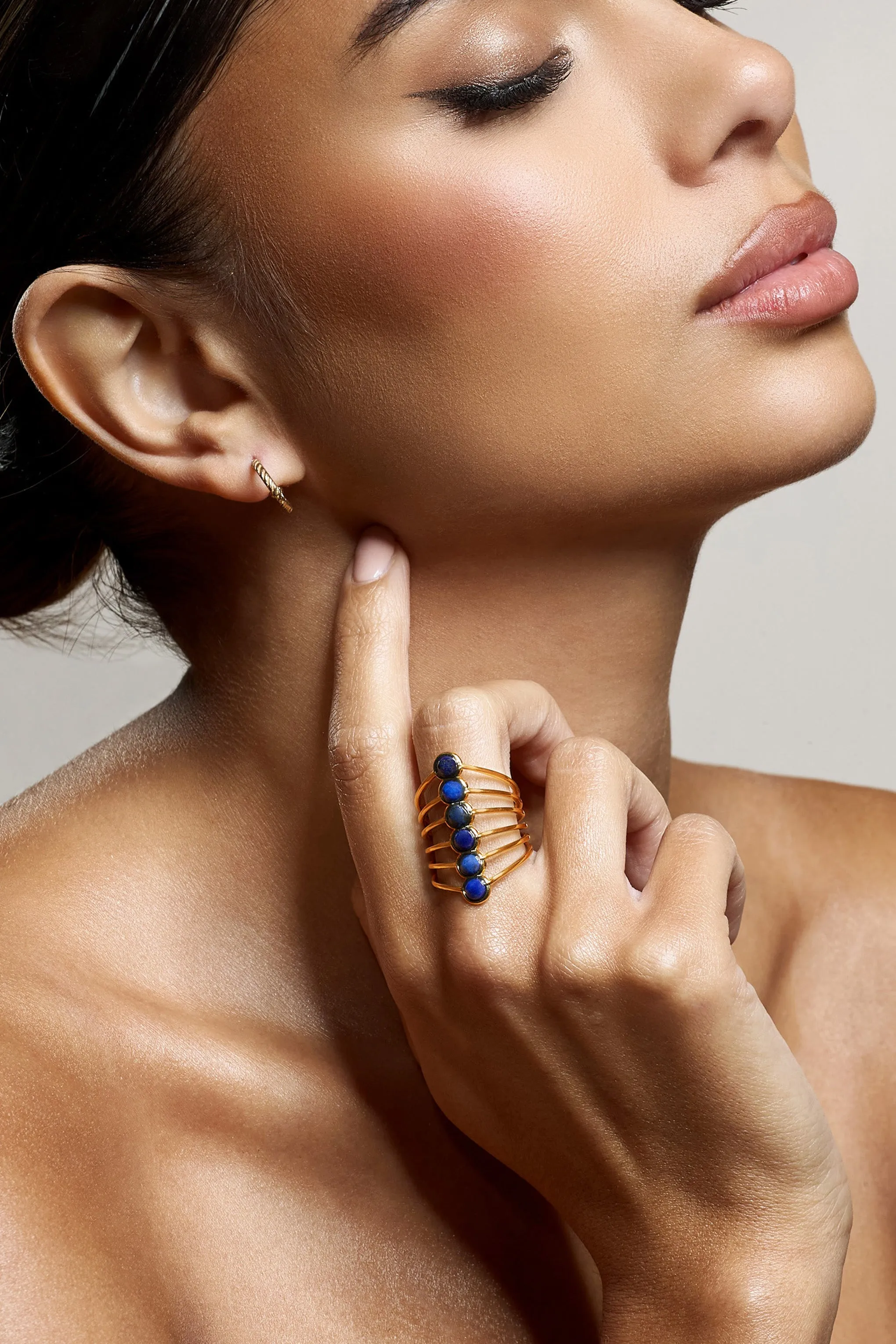 Cerys | Blue Stacked Statement Ring sold by Club L London product image thumbnail 2