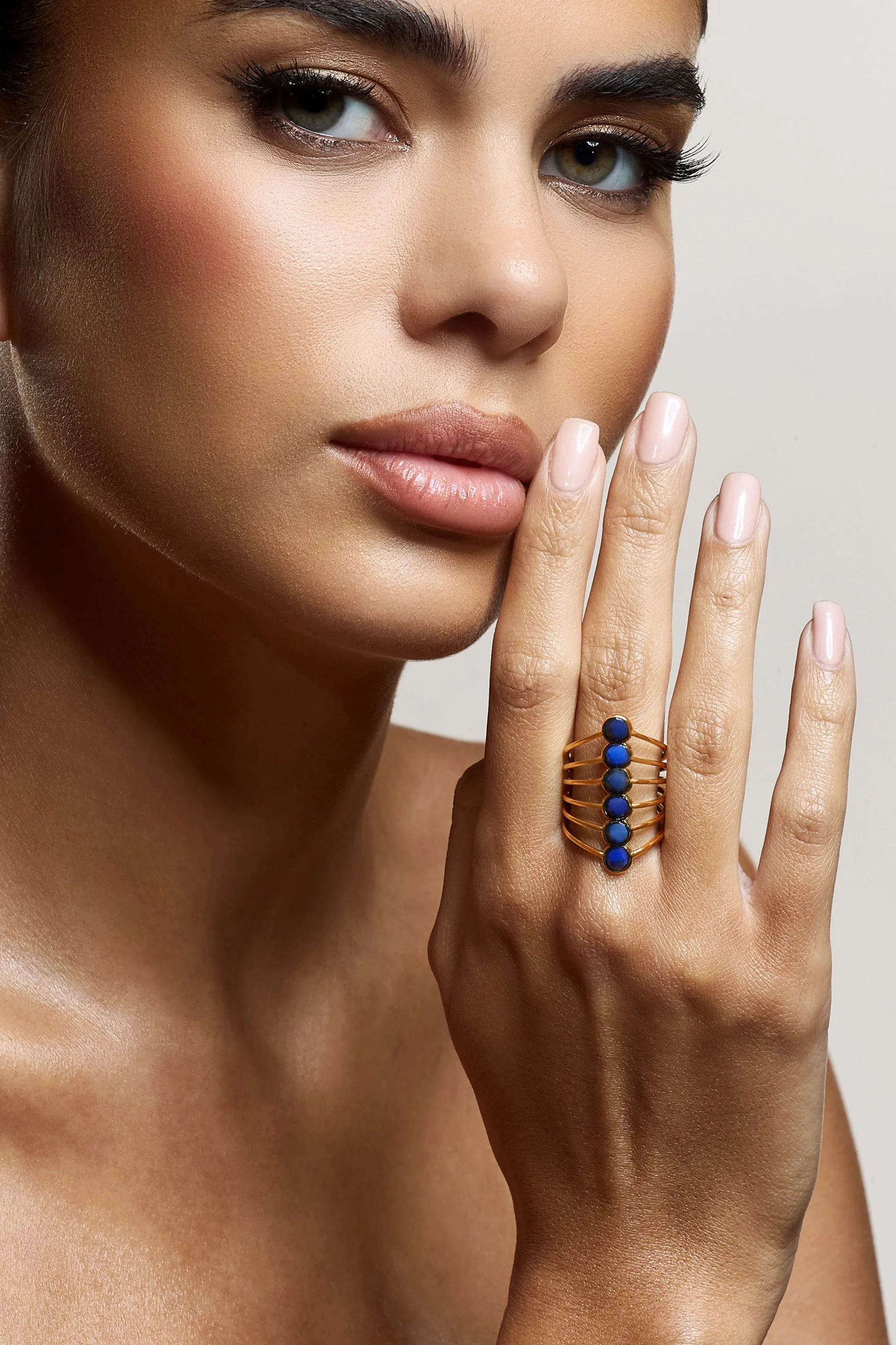 Cerys | Blue Stacked Statement Ring sold by Club L London product image thumbnail 4