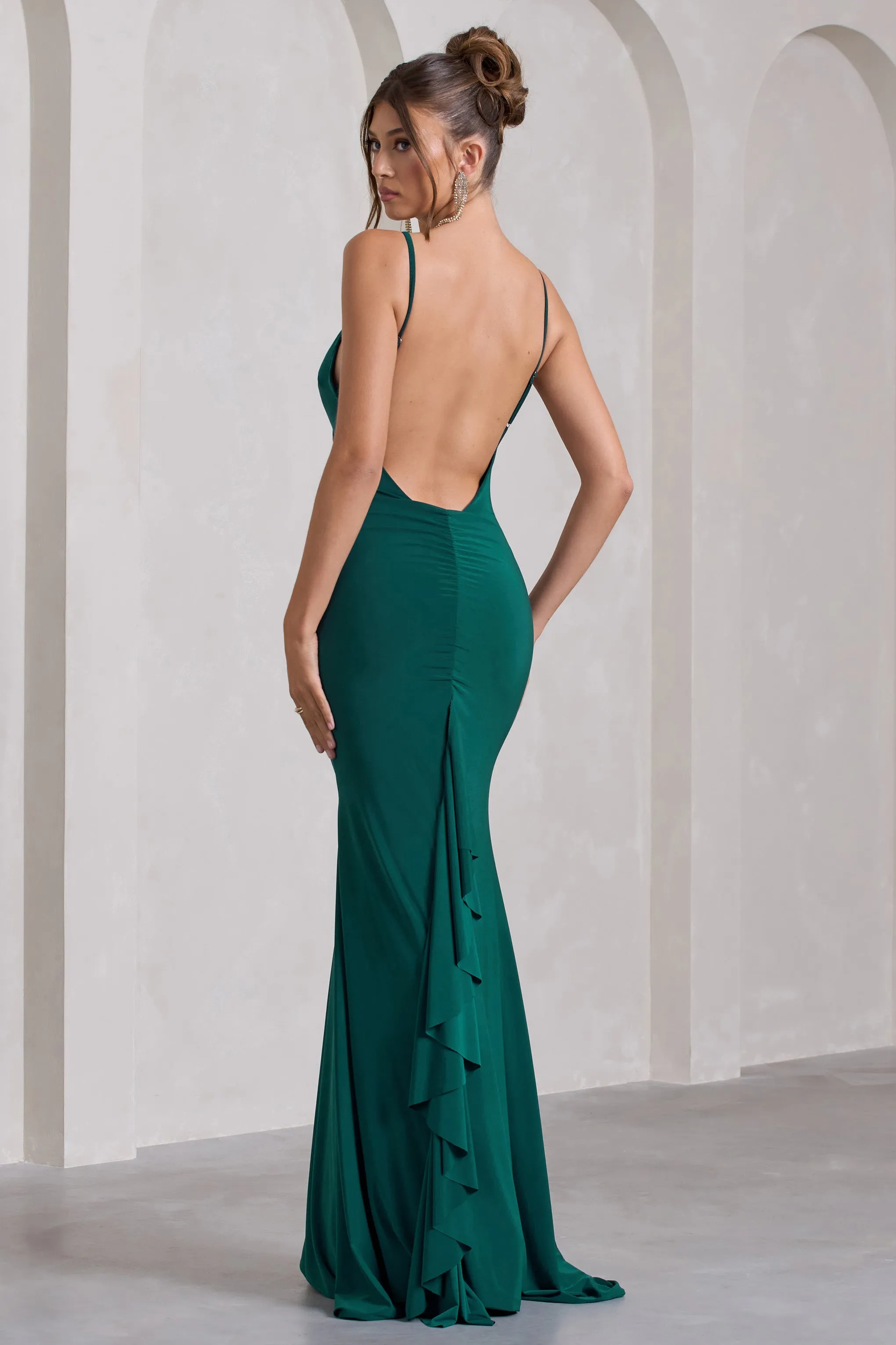 Naya | Bottle Green Strappy V-Neck Maxi Dress sold by Club L London product image thumbnail 2