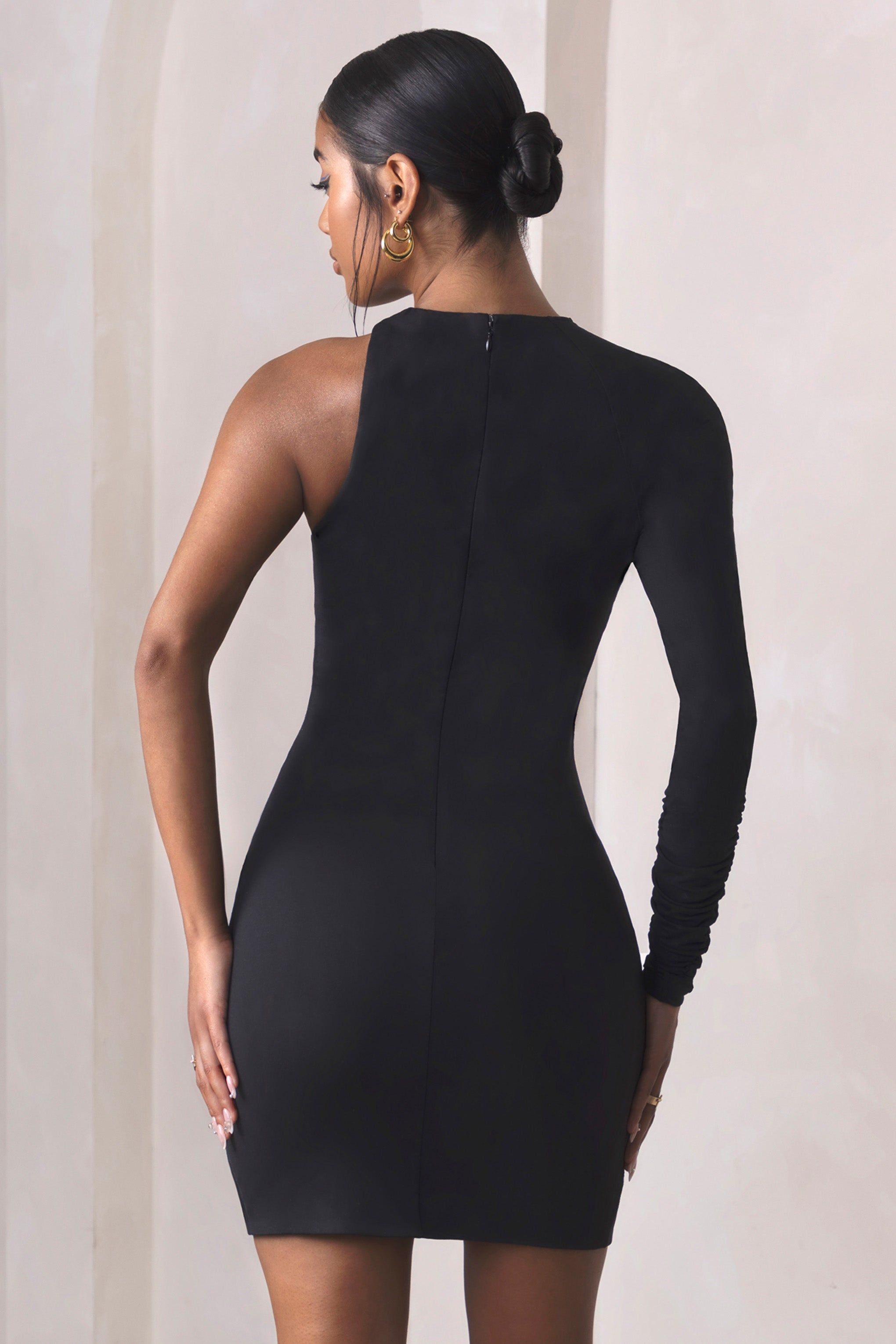 Be Ready | Black High Neck Mesh Cut Out Mini Dress sold by Club L London product image thumbnail 2