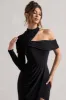 Tyla | Black Asymmetric High-Neck Split Maxi Dress sold by Club L London
