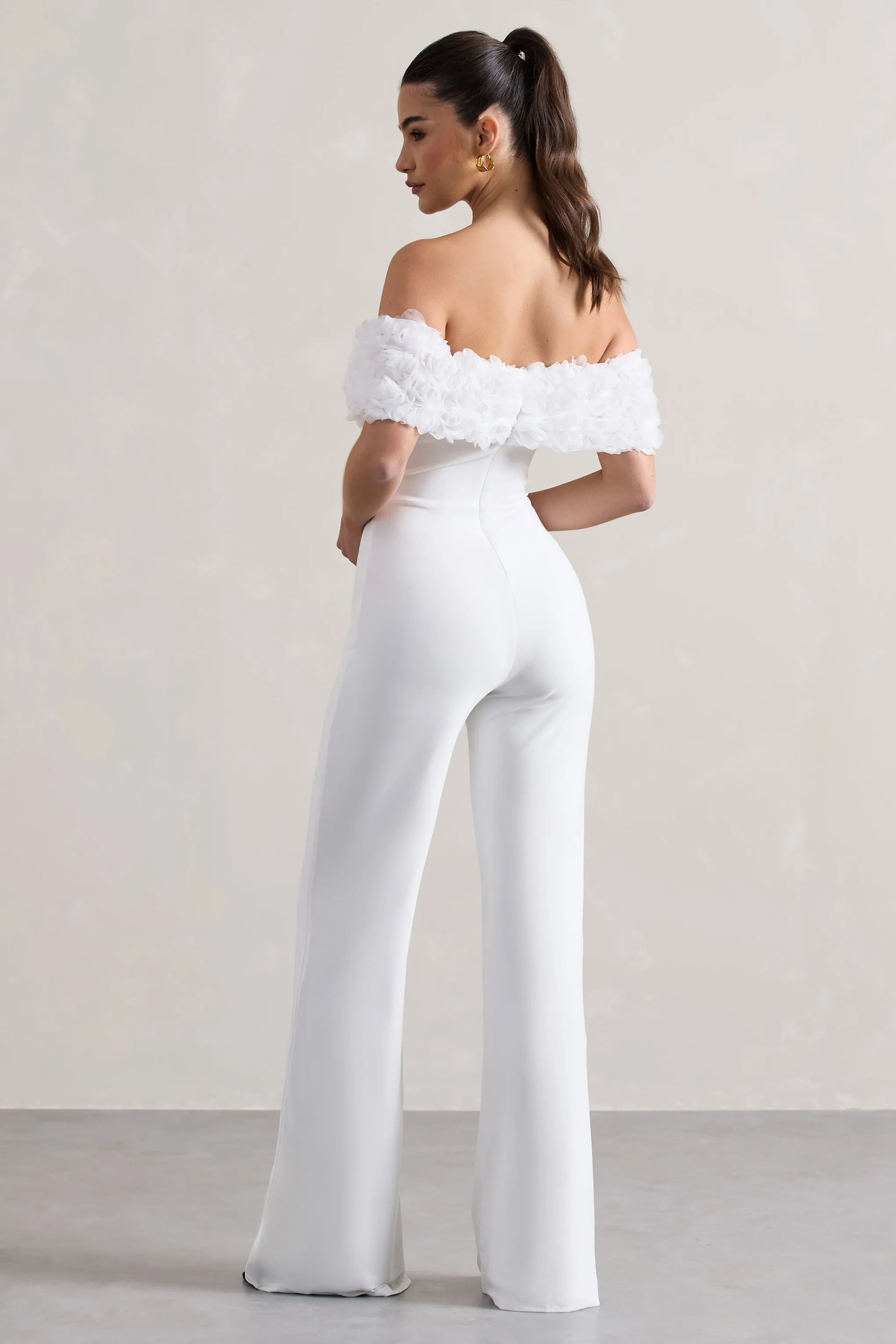 Botanique | White Floral Bardot Jumpsuit sold by Club L London product image thumbnail 2