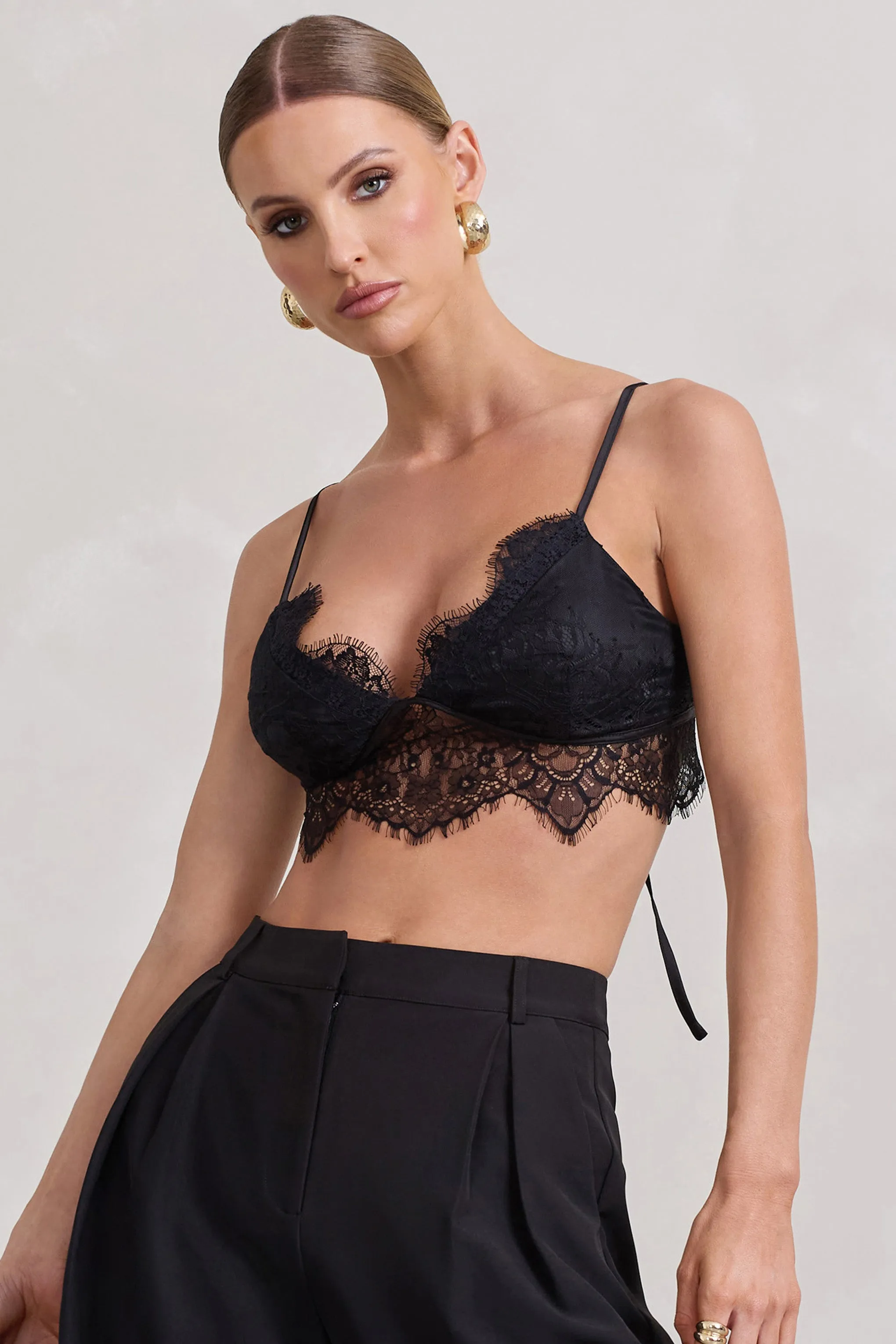 Natalia | Black Lace Bralette sold by Club L London product image thumbnail 4