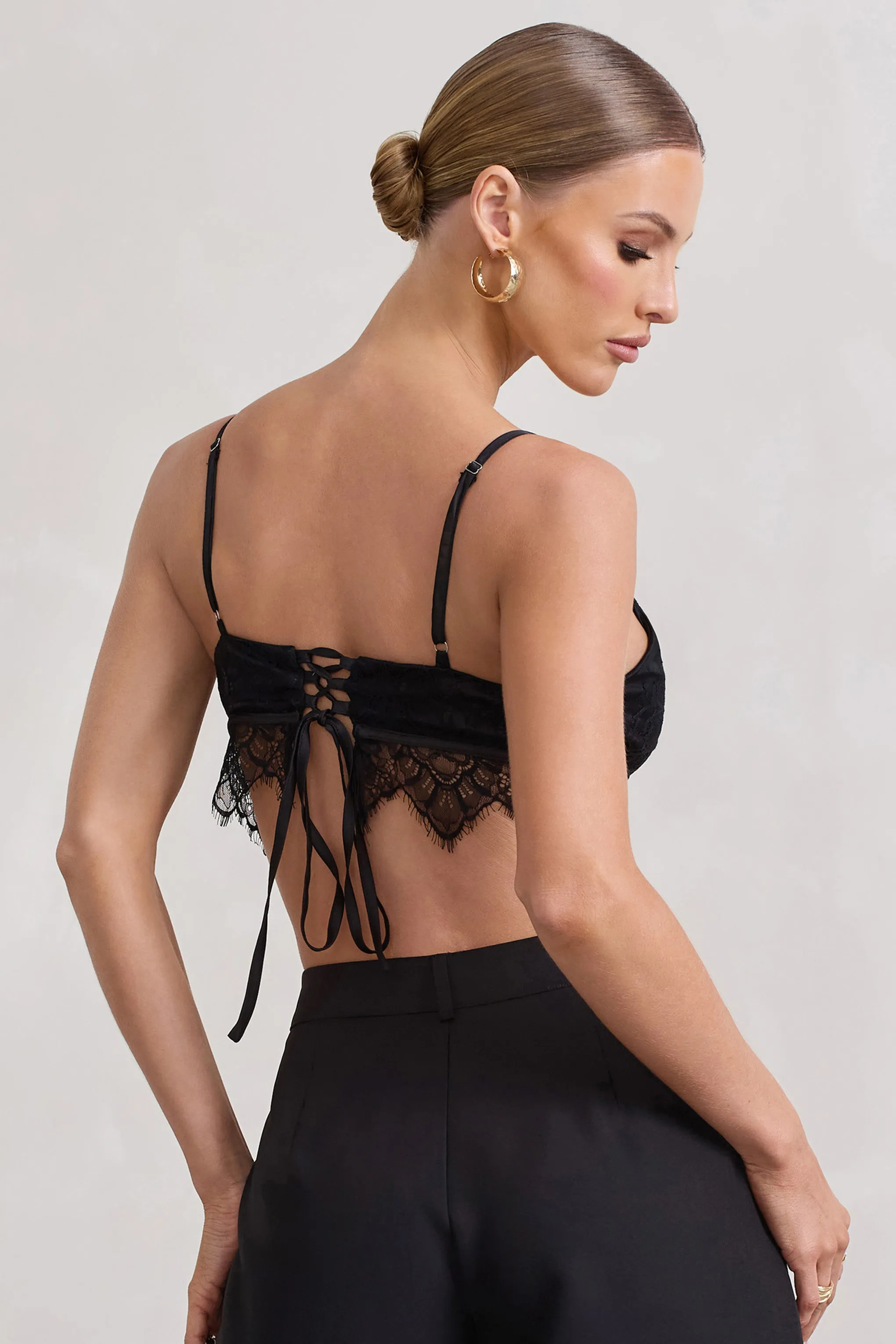 Natalia | Black Lace Bralette sold by Club L London product image thumbnail 2