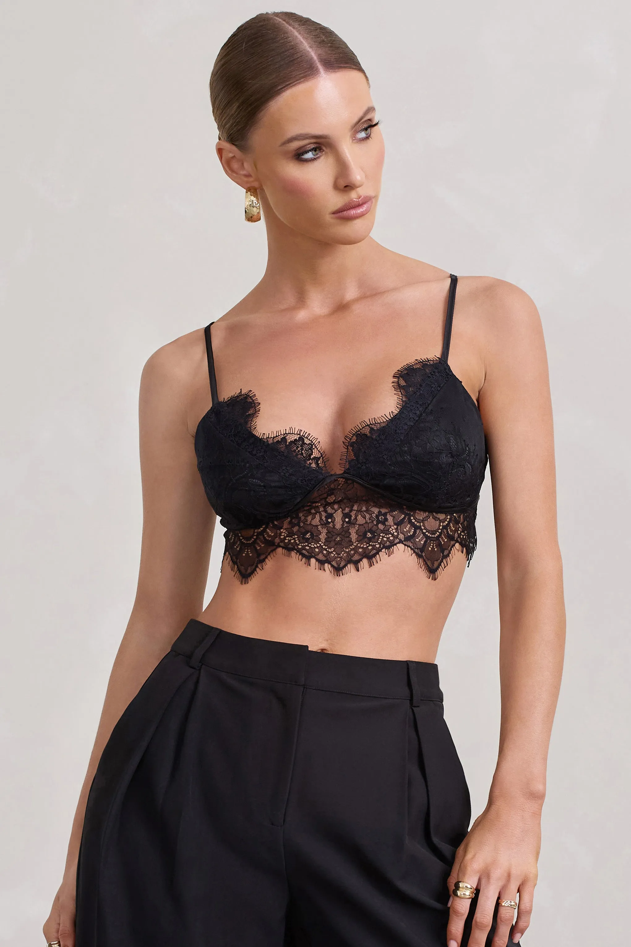 Natalia | Black Lace Bralette sold by Club L London