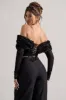 Libbie | Black Mesh Floral Bardot Top sold by Club L London