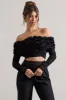 Libbie | Black Mesh Floral Bardot Top sold by Club L London