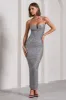 Dazzle Me | Grey Sequin Strappy Bodycon Maxi Dress sold by Club L London