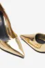 Blade | Gold Metallic Court Heels With Scallop Edge sold by Club L London