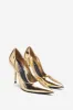 Blade | Gold Metallic Court Heels With Scallop Edge sold by Club L London