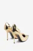 Blade | Gold Metallic Court Heels With Scallop Edge sold by Club L London