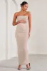Juniper | Champagne Strapless Maternity Maxi Dress sold by Club L London