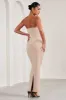 Juniper | Champagne Strapless Maternity Maxi Dress sold by Club L London
