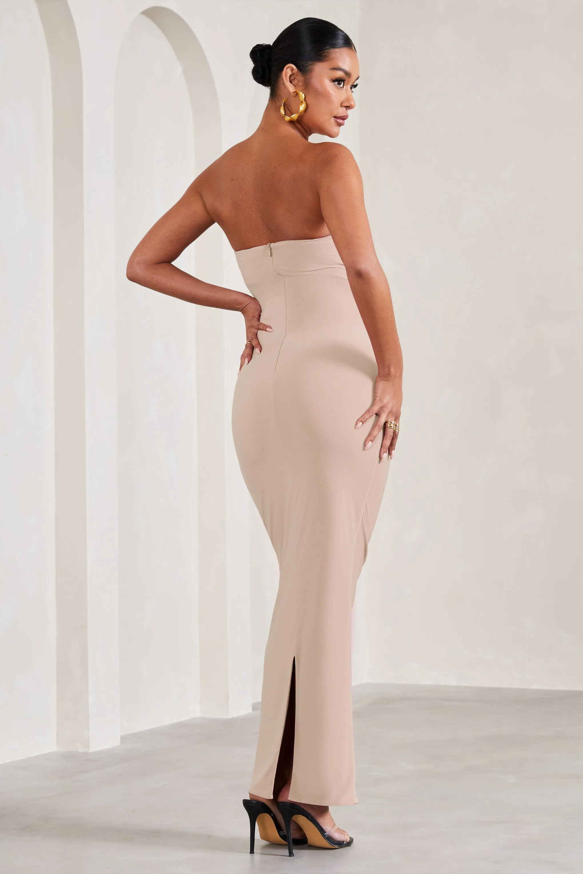 Juniper | Champagne Strapless Maternity Maxi Dress sold by Club L London product image thumbnail 2