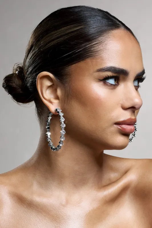 Isobel | Silver Diamante Hoop Earrings made by Club L London