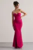 Idyllic | Hot Pink Strapless Corset Style Fishtail Maxi Dress sold by Club L London