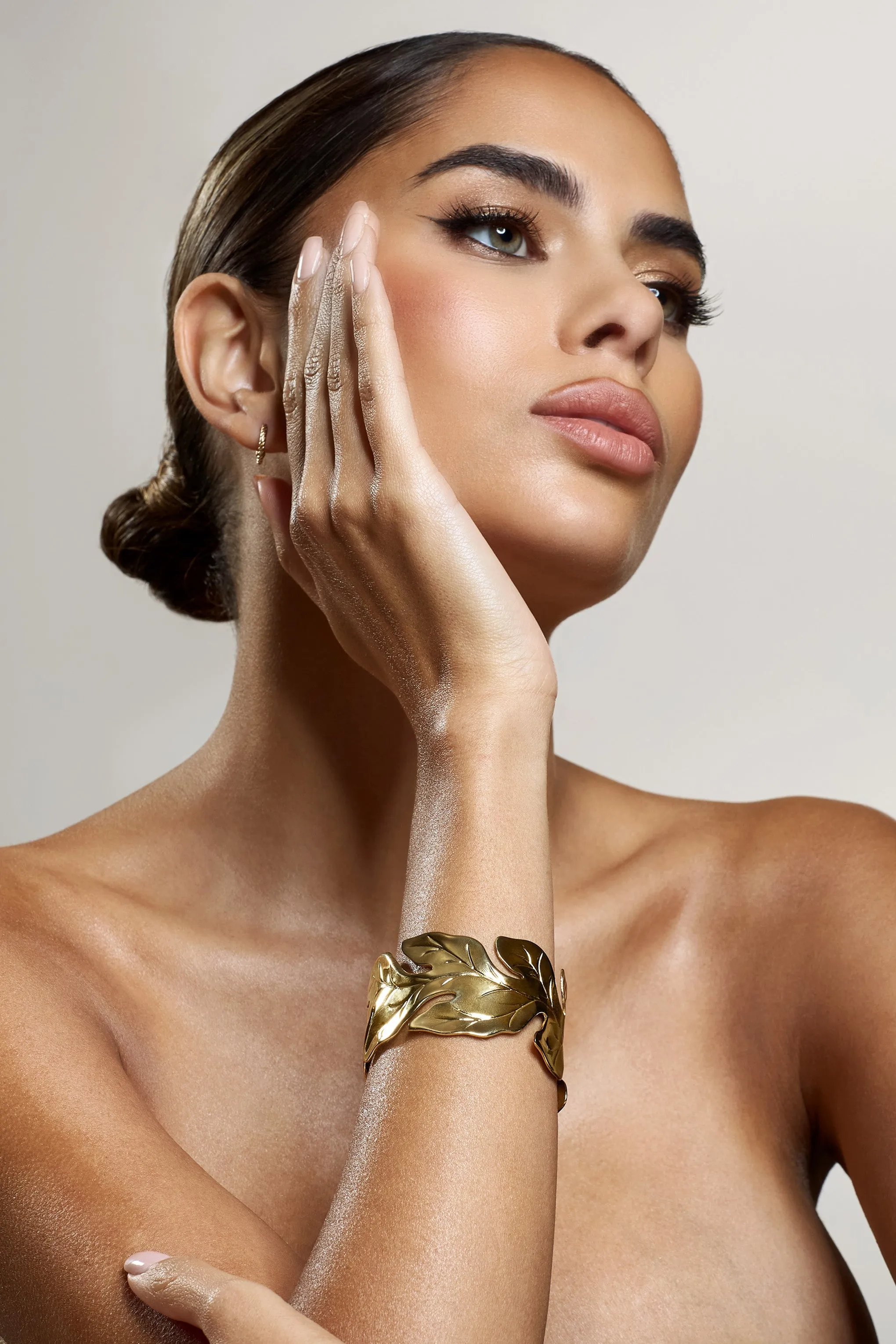 Acacia | Gold Leaf Adjustable Bangle sold by Club L London