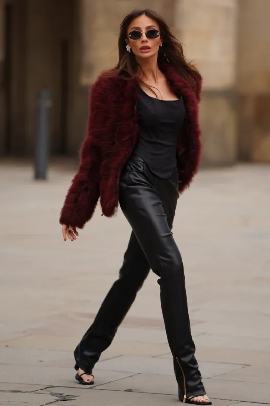 Aves | Port Short Fluffy Feather Jacket sold by Club L London