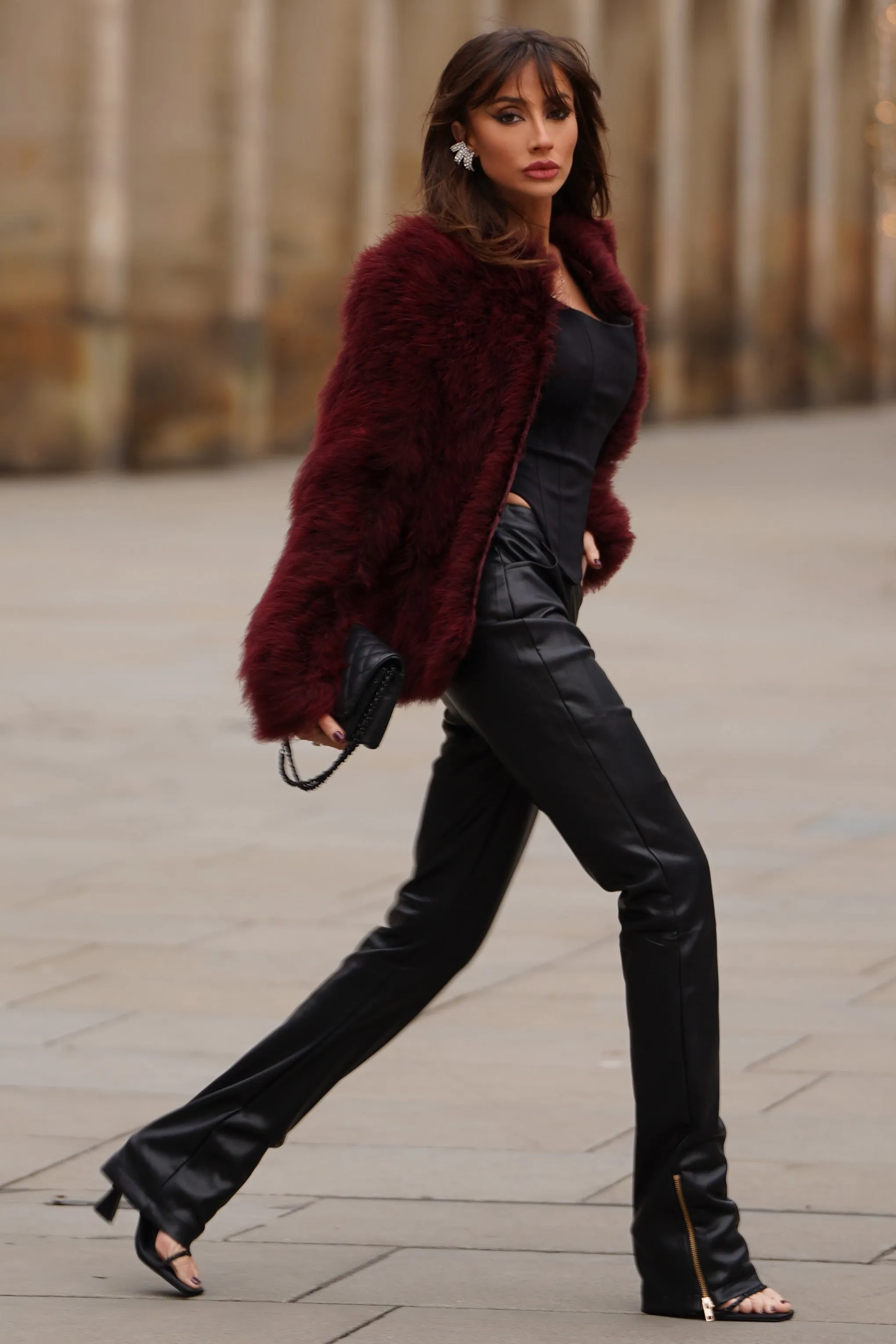 Aves | Port Short Fluffy Feather Jacket sold by Club L London product image thumbnail 2