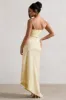 Santi | Lemon Satin Cowl-Neck Asymmetric Maxi Dress sold by Club L London
