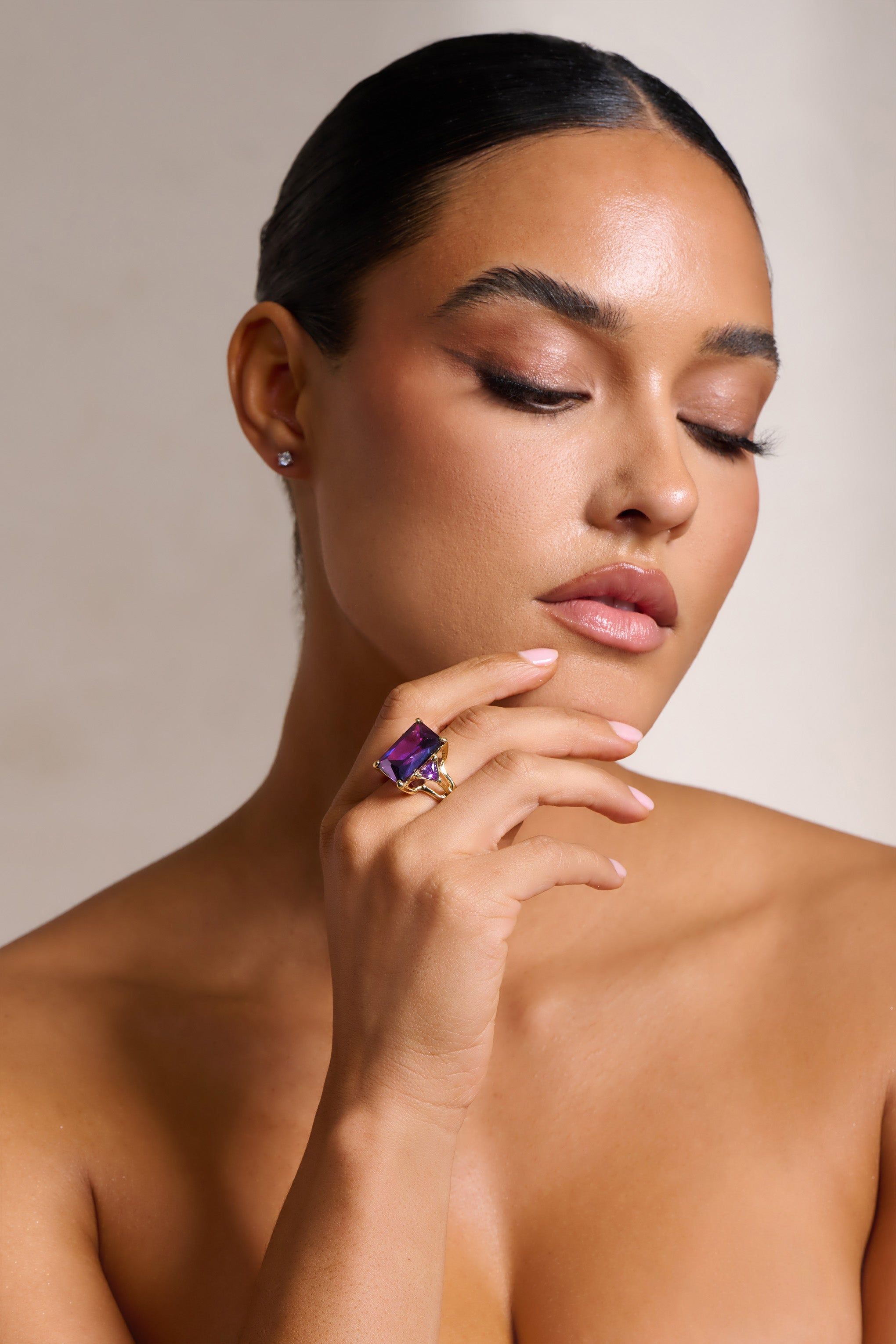 Adella | Purple Statement Ring sold by Club L London product image thumbnail 2