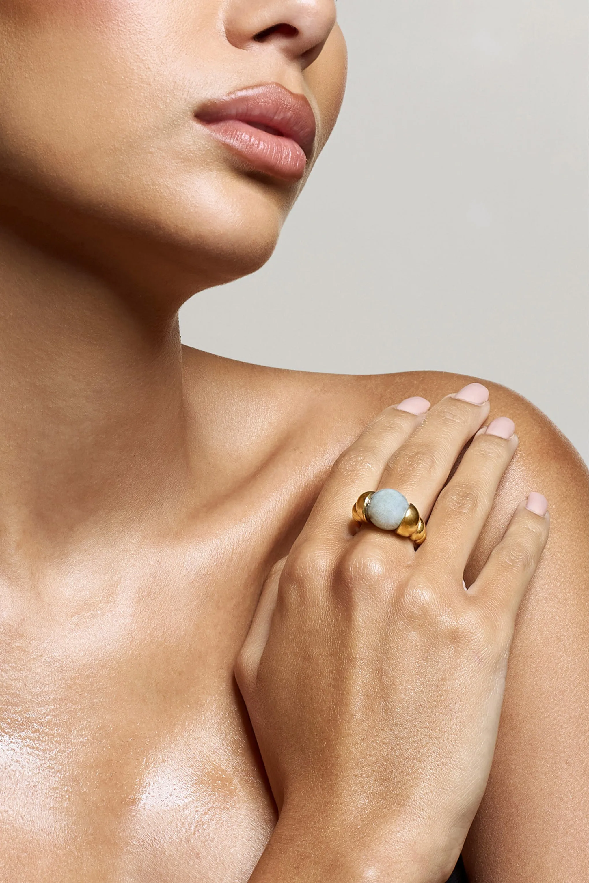 Sabri | Marble Statement Gold Ring sold by Club L London product image thumbnail 4