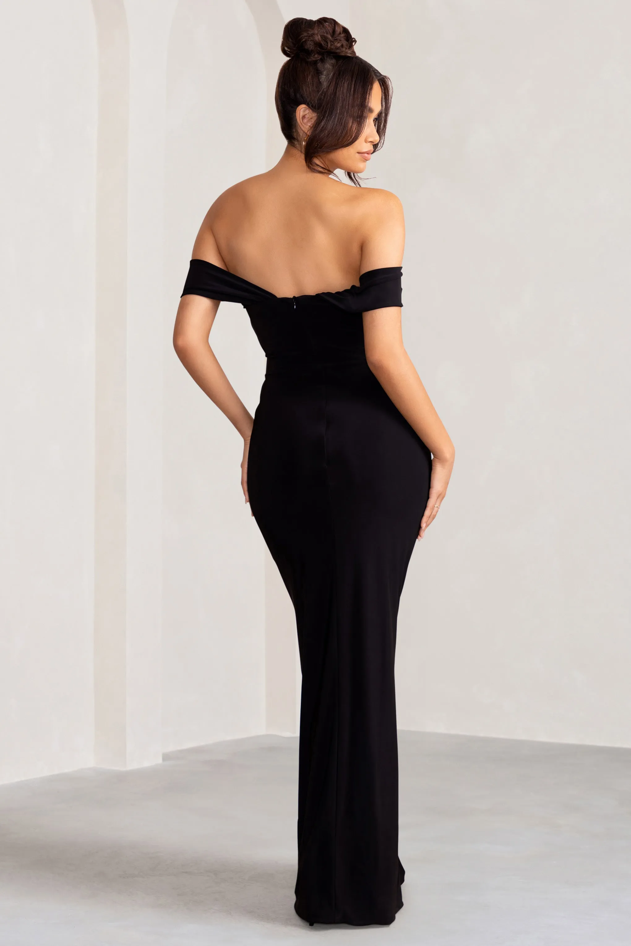 Arella | Black One Shoulder Twist Front Maxi Dress sold by Club L London product image thumbnail 2