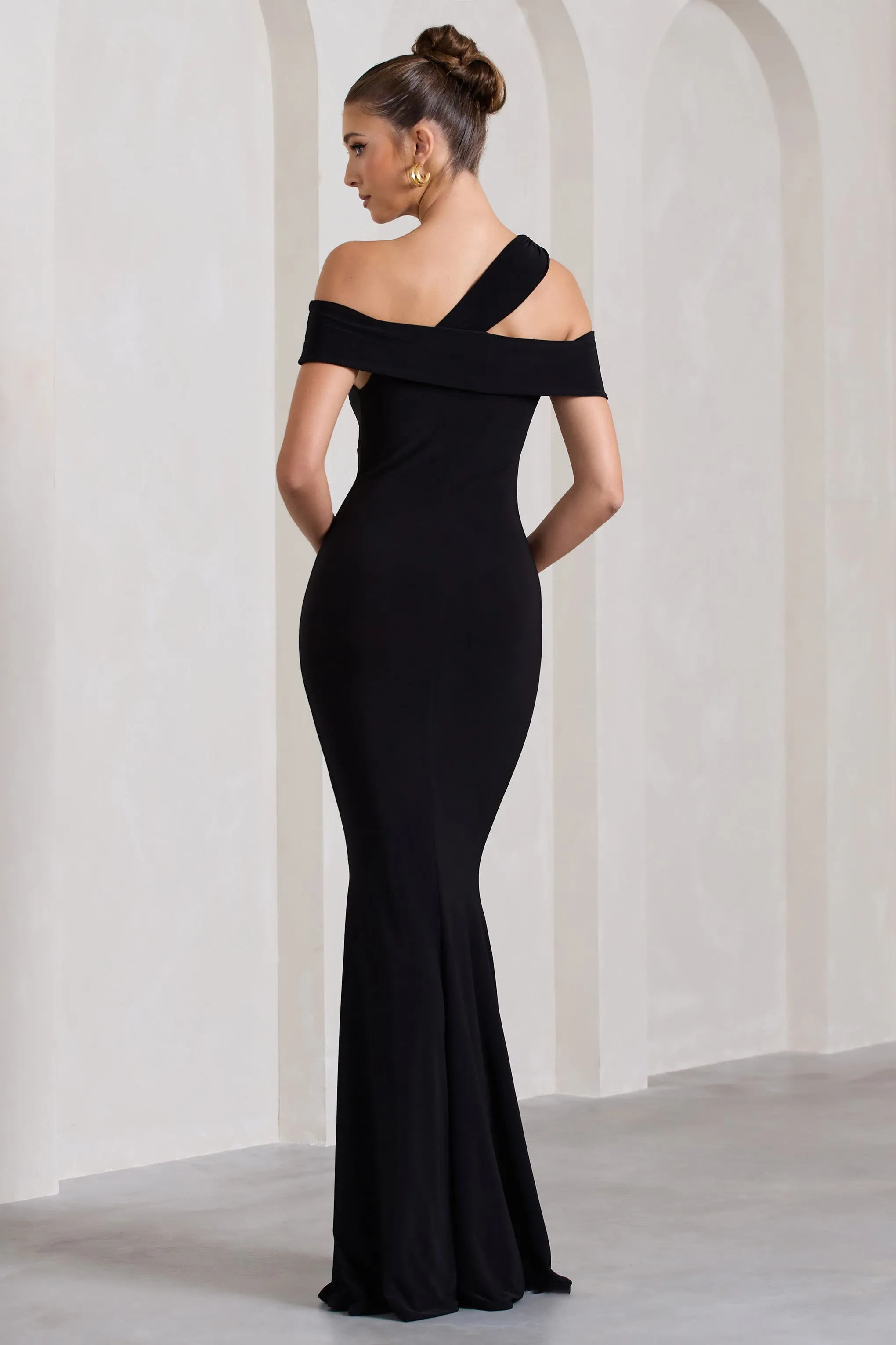 Captivating | Black Strappy Asymmetric Cut-Out Maxi Dress sold by Club L London product image thumbnail 2