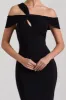 Captivating | Black Strappy Asymmetric Cut-Out Maxi Dress sold by Club L London