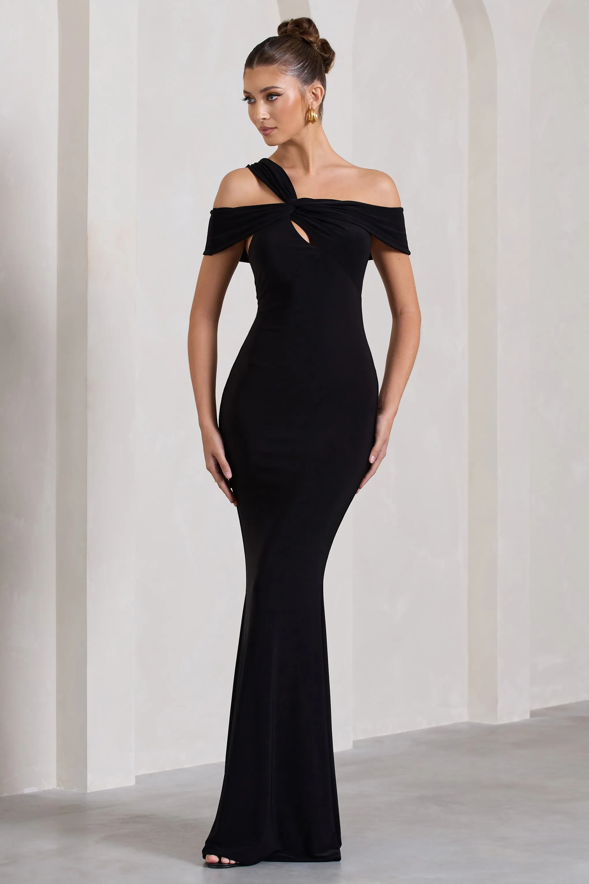 Captivating | Black Strappy Asymmetric Cut-Out Maxi Dress sold by Club L London product image thumbnail 5