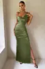 Belonging | Olive Ruched Cowl Maxi Dress sold by Club L London