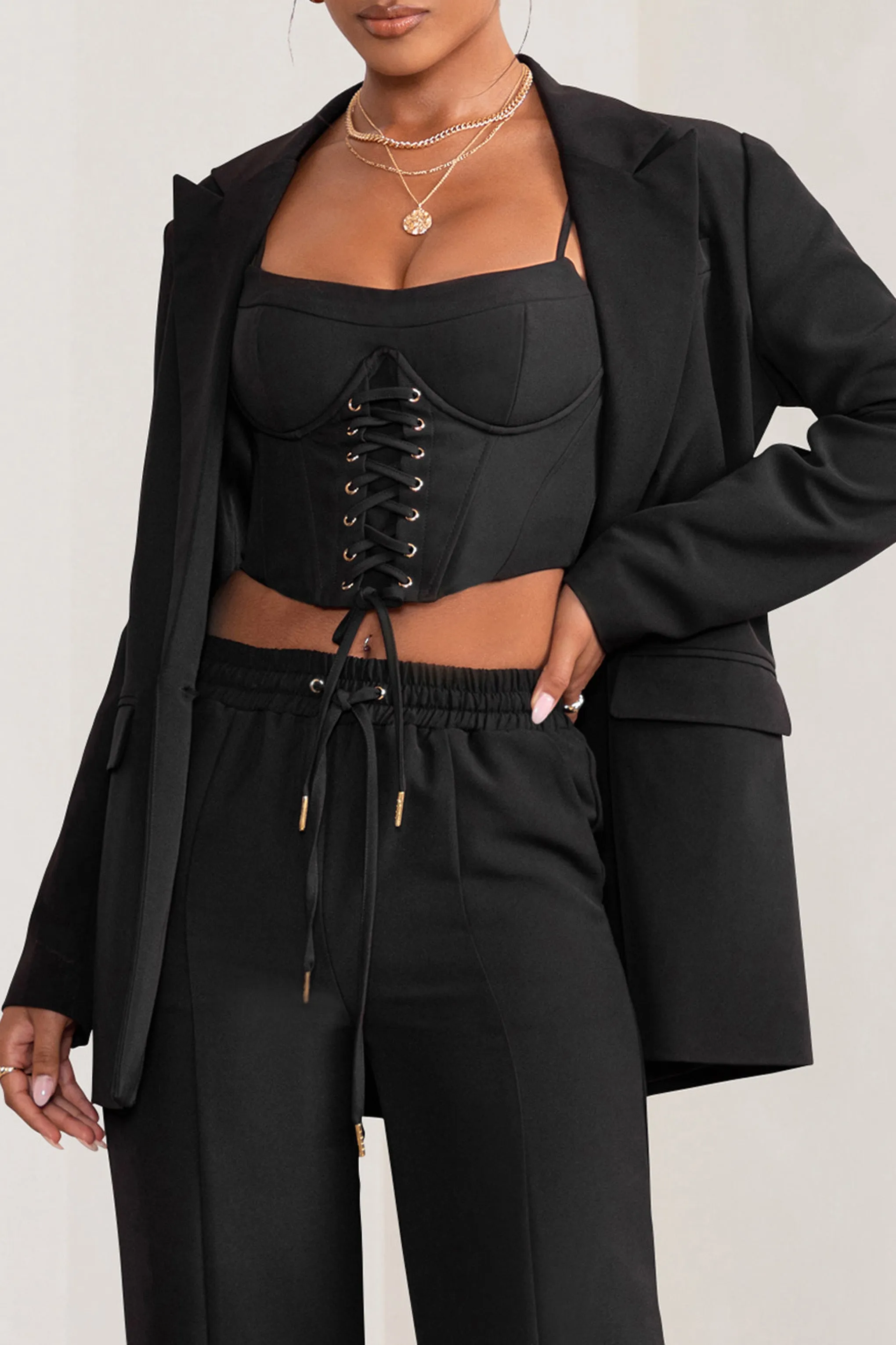 Barbie Girl | Black Single Breasted Oversized Blazer sold by Club L London product image thumbnail 3