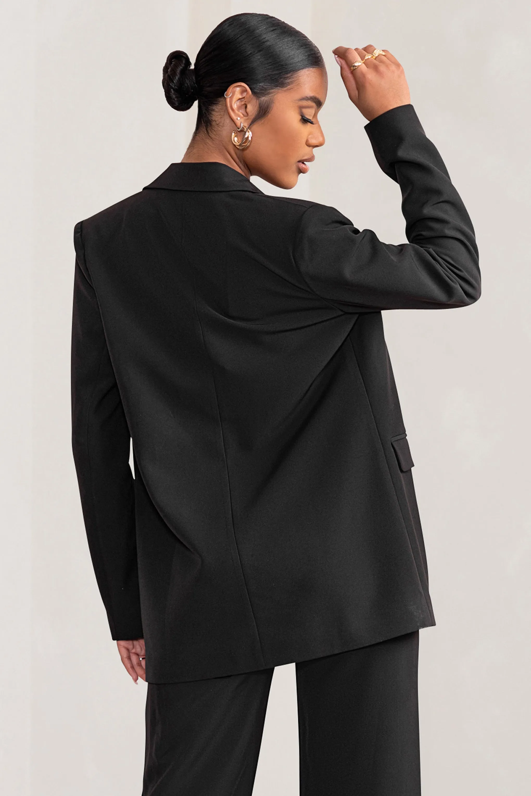 Barbie Girl | Black Single Breasted Oversized Blazer sold by Club L London product image thumbnail 2