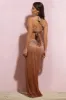 On The Horizon | Gold Ombre Metallic Twist Split Maxi Skirt sold by Club L London