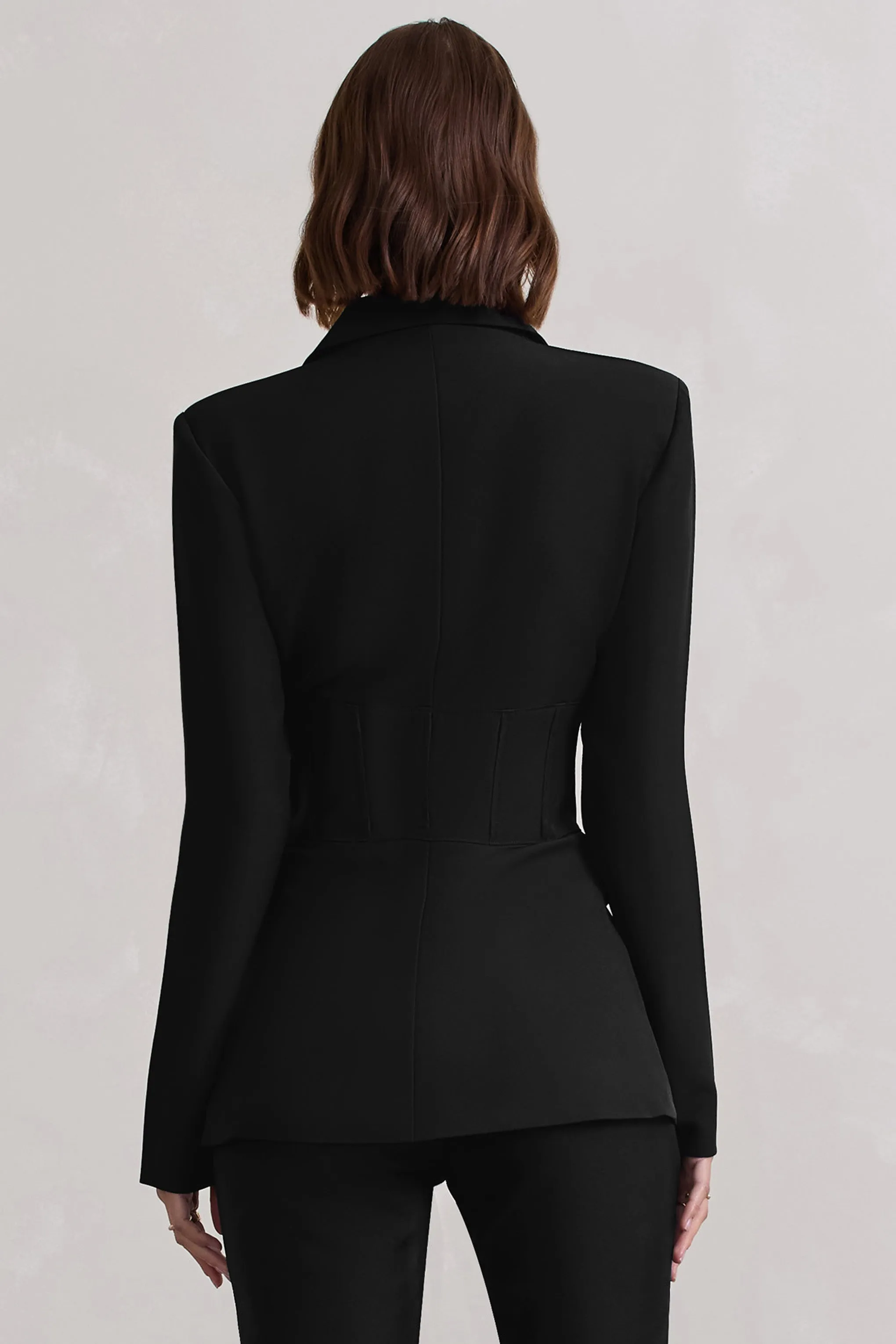 Unbeaten Black Plunge Corset Waist Blazer Parallel