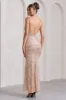 Enchanting | Champagne Sequin Open-Back Maxi Dress With Split sold by Club L London