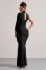 Samaya | Black High-Neck Cape-Sleeve Maxi Dress sold by Club L London