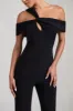 Striking | Black Strappy Asymmetric Flared-Leg Jumpsuit sold by Club L London